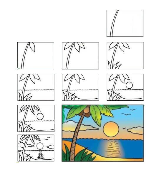 How to draw River landscape