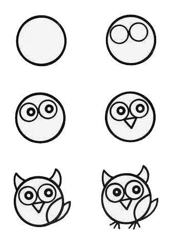 Round owl (1) Drawing Ideas