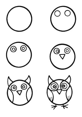 Round owl (2) Drawing Ideas