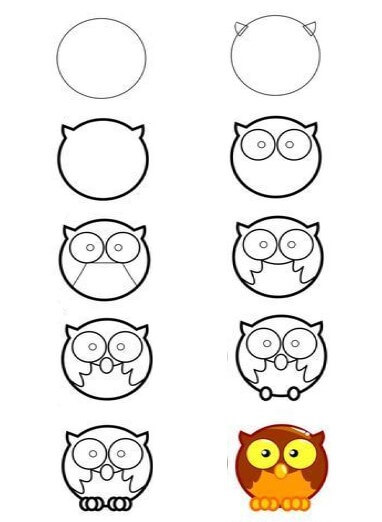 Round owl (5) Drawing Ideas