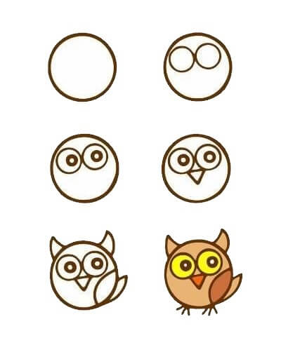 Round owl (7) Drawing Ideas
