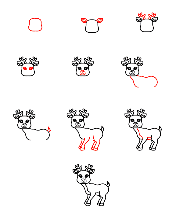 How to draw Scared deer (2)
