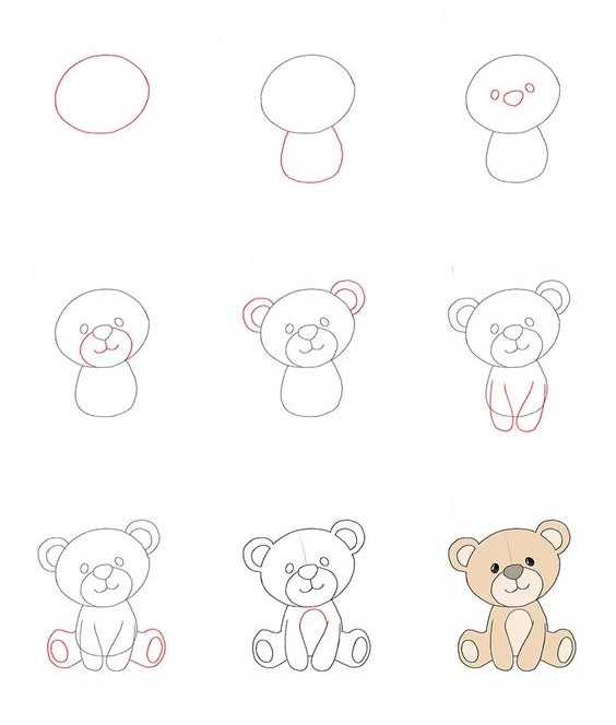 Small teddy bear Drawing Ideas