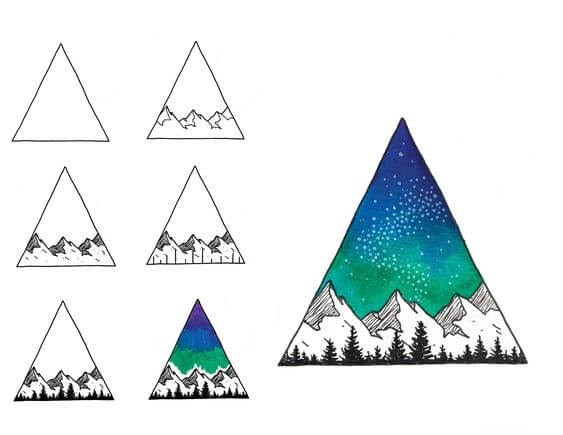 How to draw Snow Mountain (4)