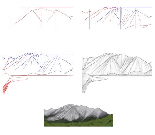 How to draw Snow Mountain (5)