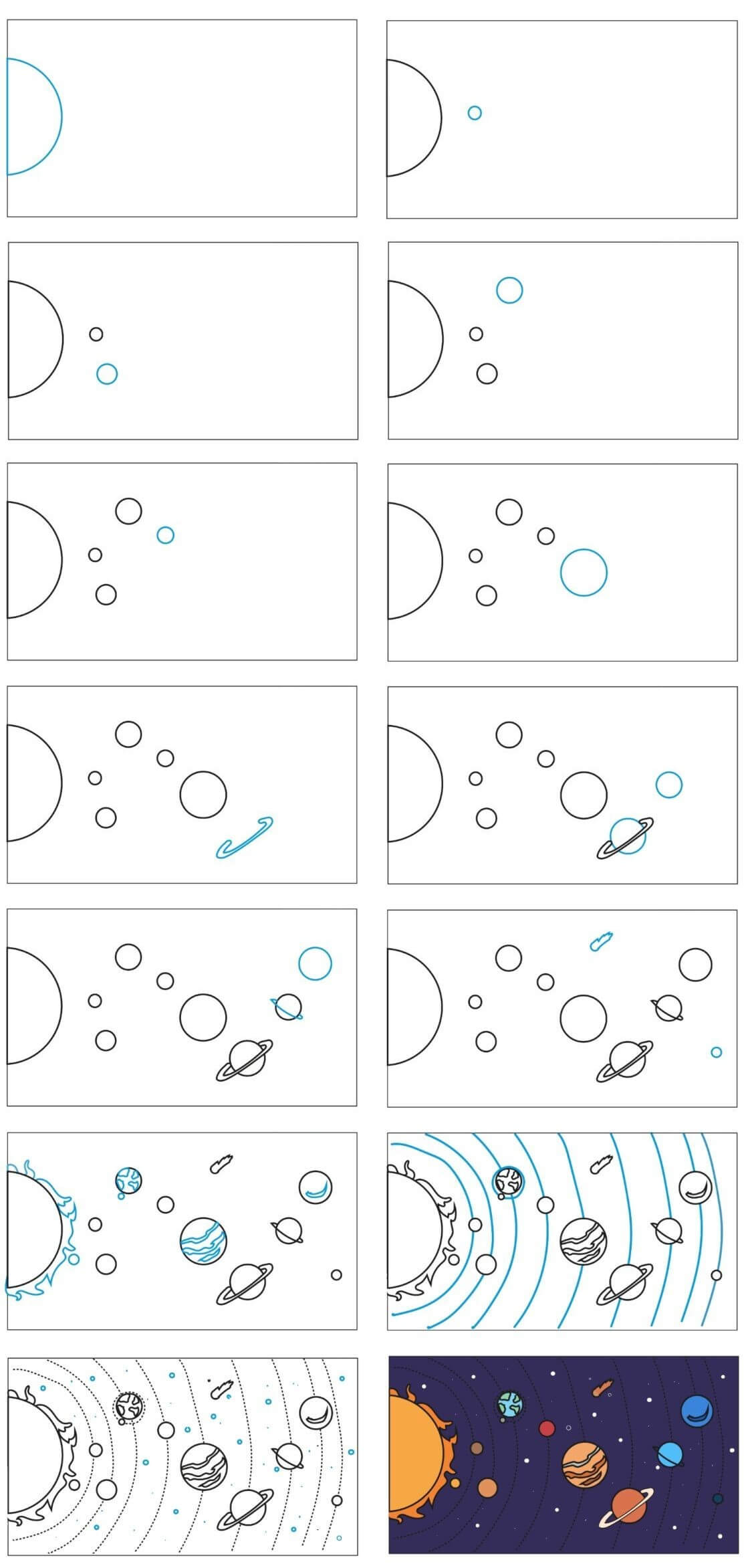 How to draw Solar system idea (1)