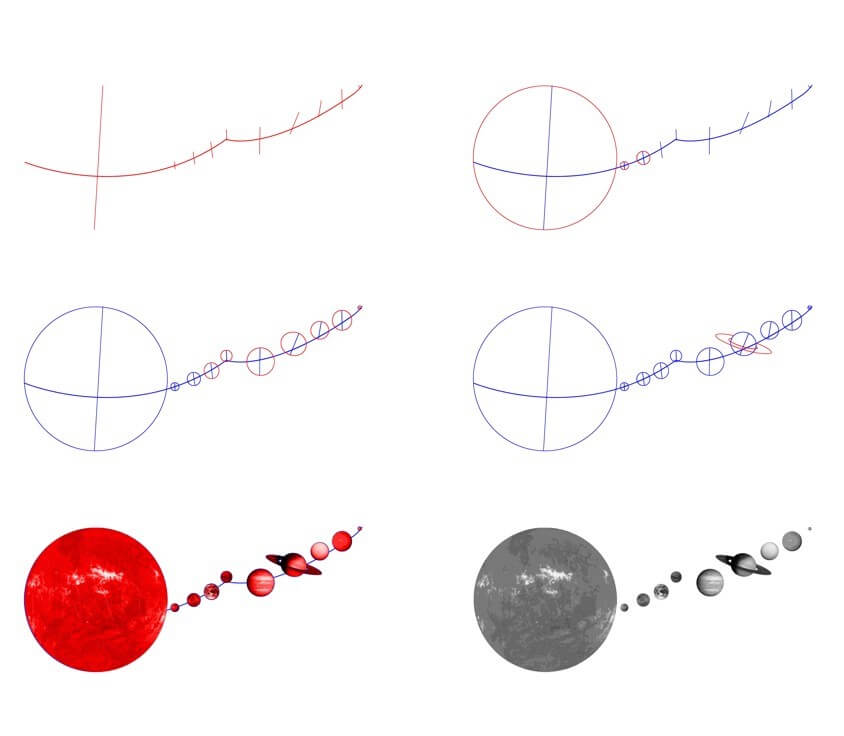 How to draw Solar system idea (10)