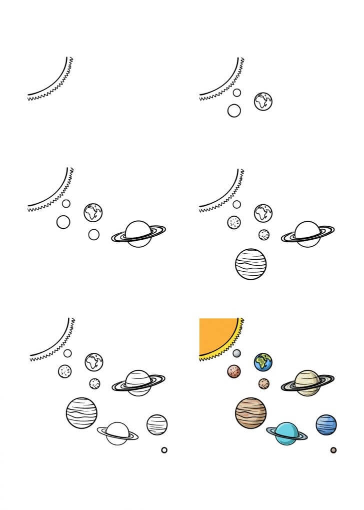 How to draw Solar system idea (11)