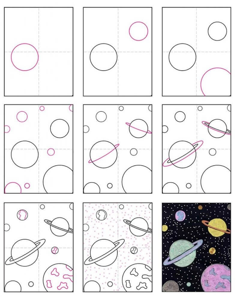 How to draw Solar system idea (2)