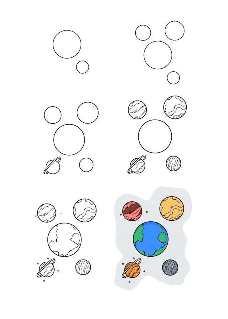 How to draw Solar system idea (5)