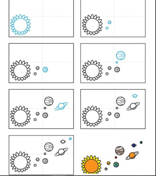 How to draw Solar system idea (7)