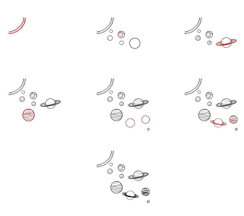 How to draw Solar system idea (9)