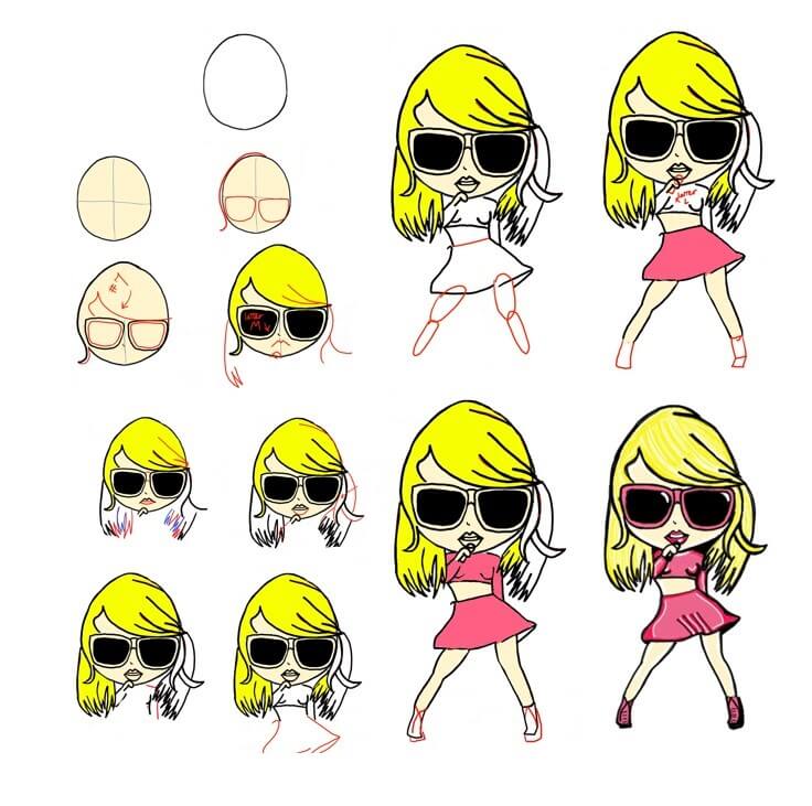 How to draw Taylor Swift idea (10)