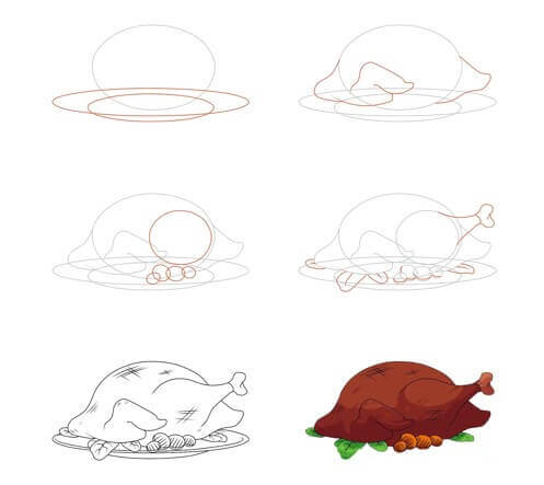 How to draw Thanksgiving Day dish (10)