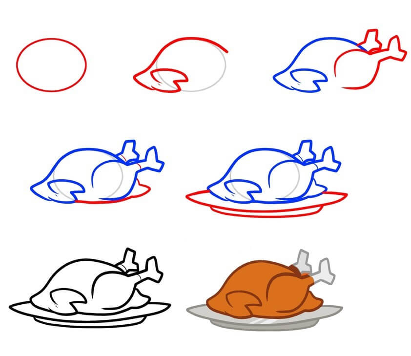 How to draw Thanksgiving Day dish (2)