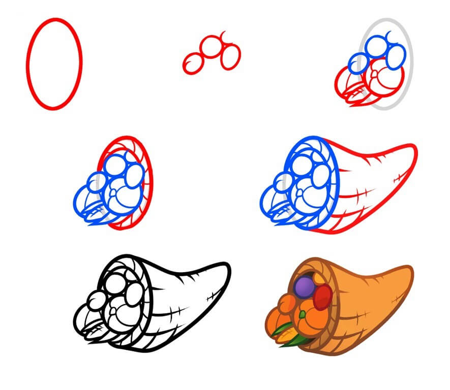 How to draw Thanksgiving Day dish (6)