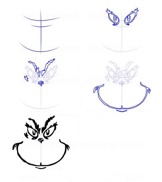 The Grinch's face Drawing Ideas