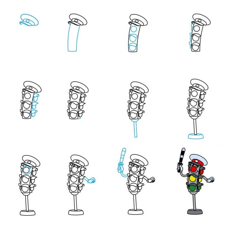 How to draw Traffic light idea (4)