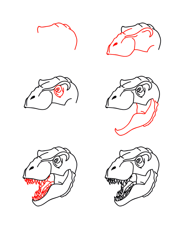 Tyrannosaurus face Drawing Ideas