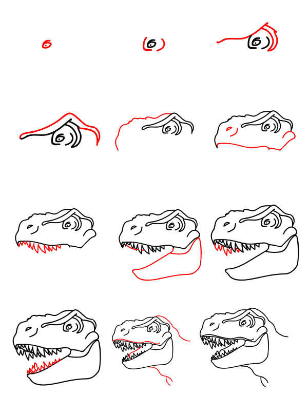 Tyrannosaurus head Drawing Ideas