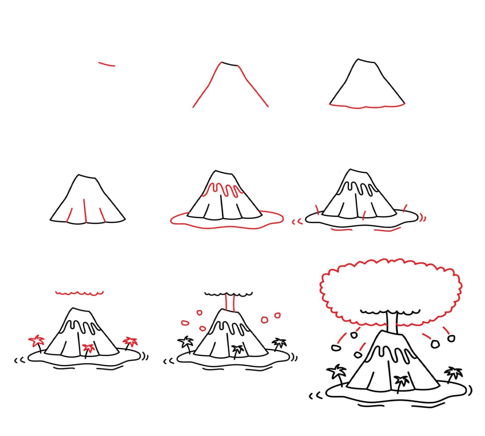 Volcano Drawing Ideas