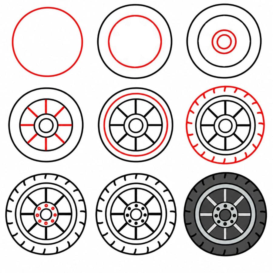 Basic Wheel Drawing Ideas