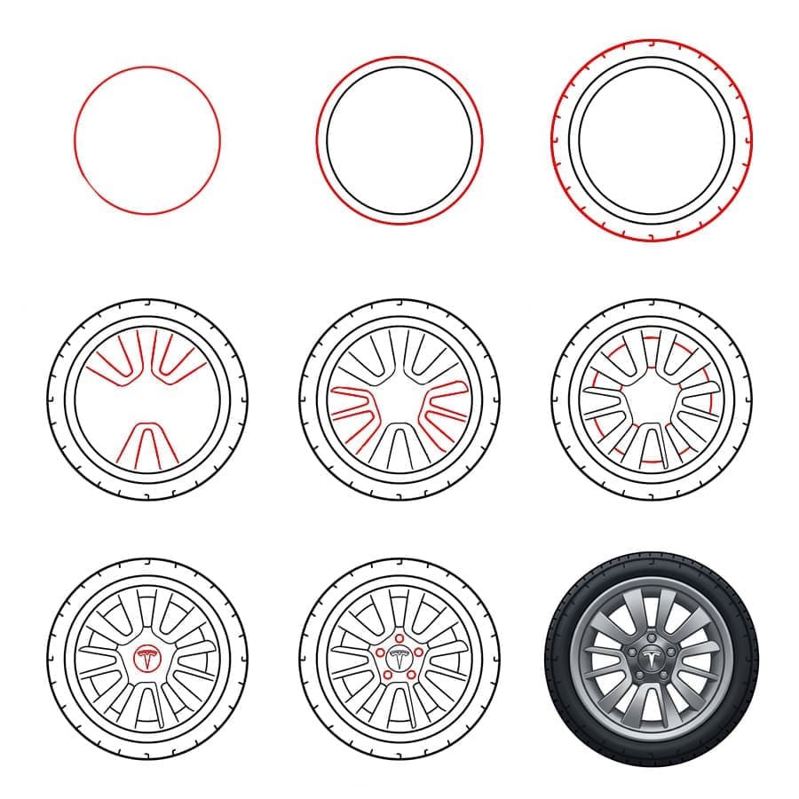 Free Tesla Wheel Drawing Ideas