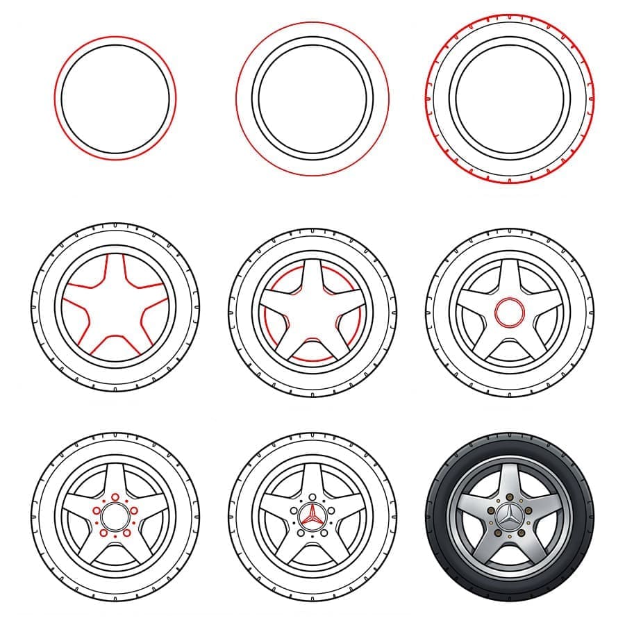 Mercedes Wheel Drawing Ideas