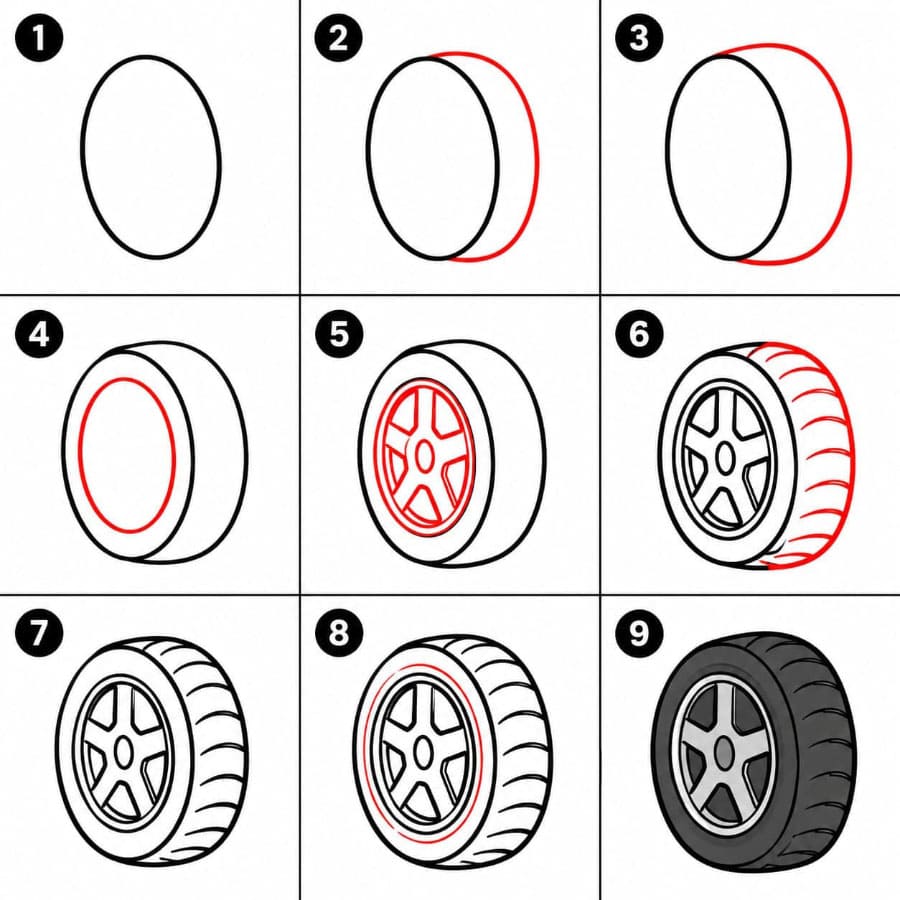 Simple Wheel Drawing Ideas