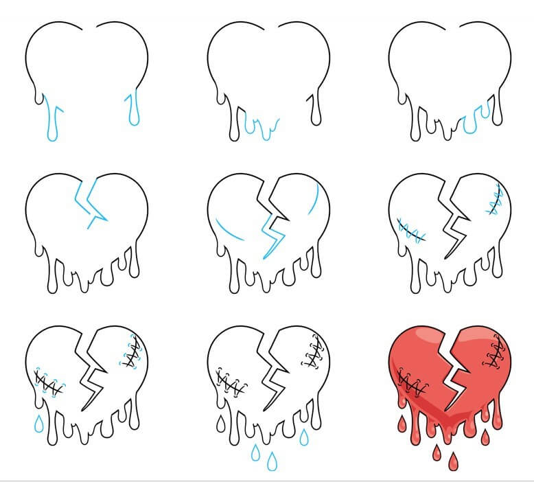 How to draw Broken heart (3)