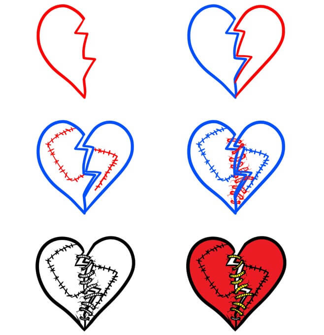 How to draw Broken heart (4)