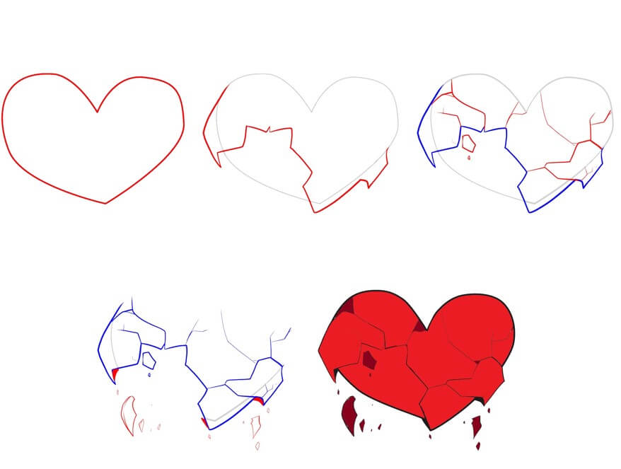 How to draw Broken heart (5)