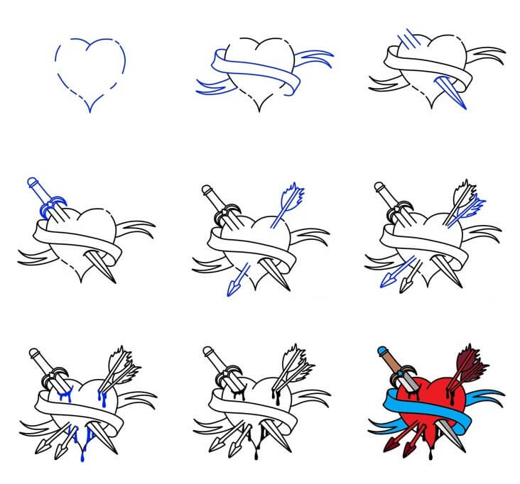 How to draw Broken heart (7)