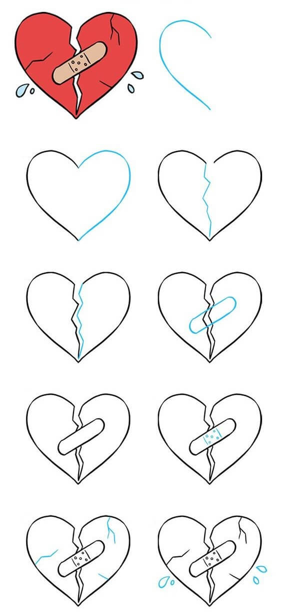 How to draw Broken heart