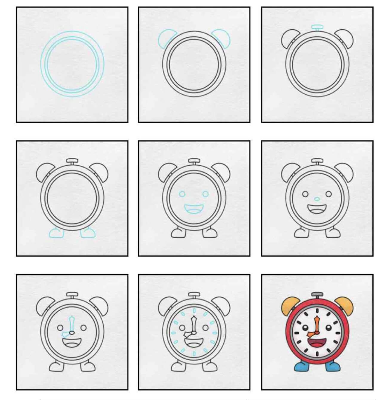 How to draw Clock idea (8)