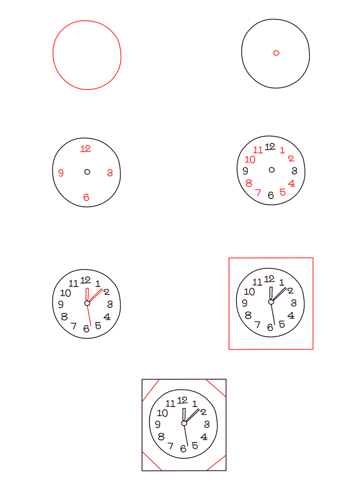 How to draw Drawing a simple clock (3)