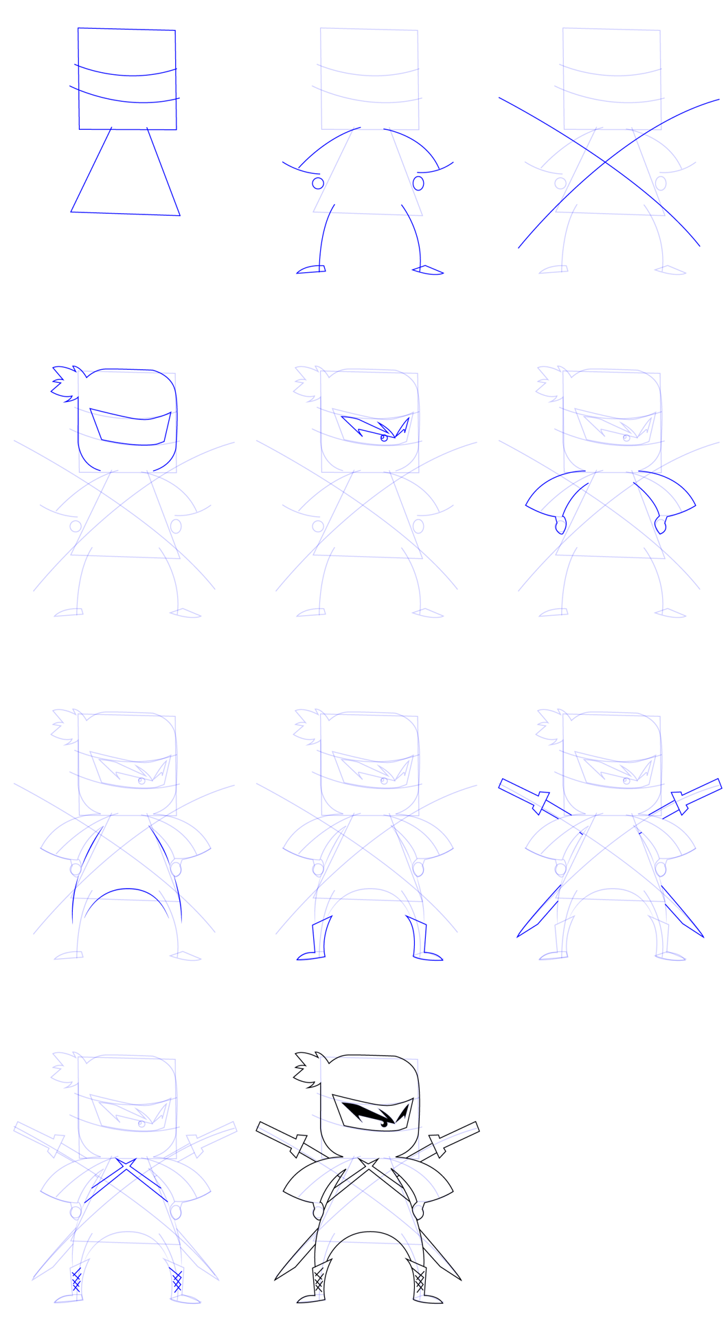 How to draw Drawing simple ninja (2)