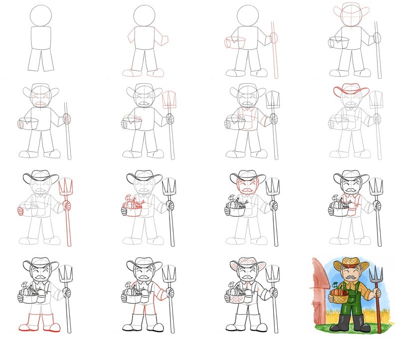 How to draw Farmer idea (11)