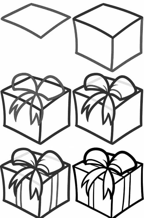 How to draw Gift box idea (10)