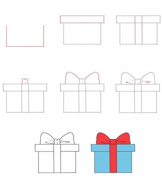 How to draw Gift box idea (12)