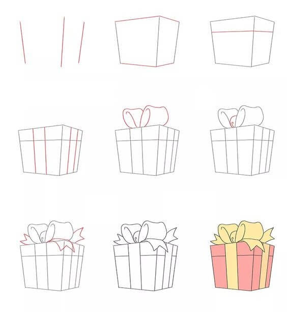 How to draw Gift box idea (13)