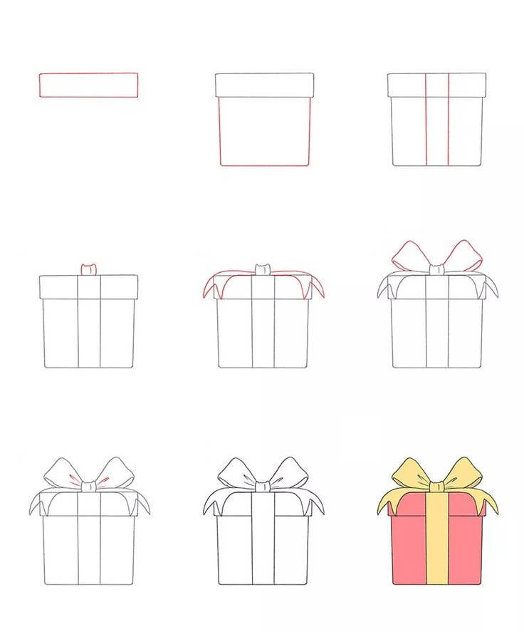 How to draw Gift box idea (14)