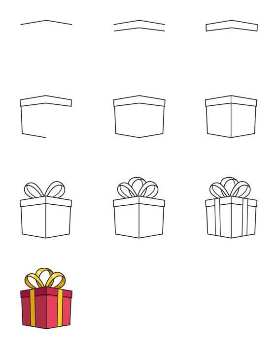 How to draw Gift box idea (15)