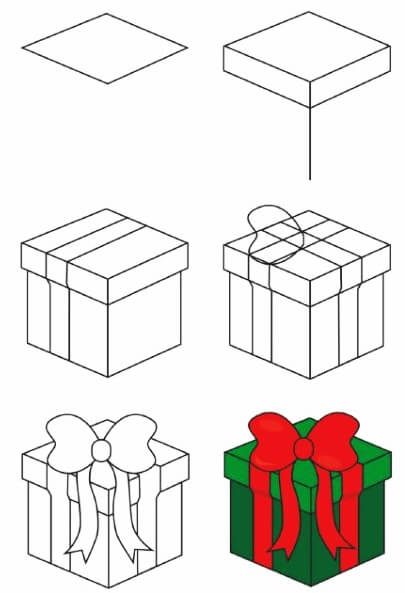 How to draw Gift box idea (16)