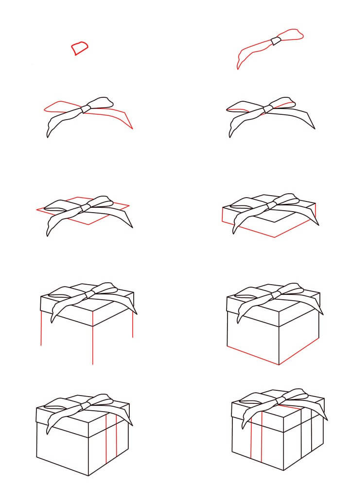 How to draw Gift box idea (17)