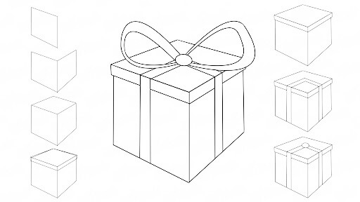 How to draw Gift box idea (22)