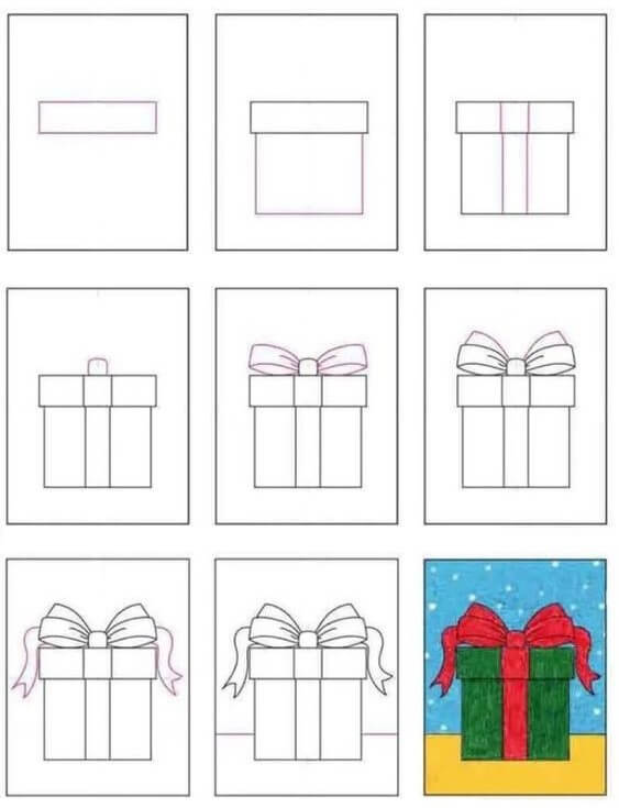 How to draw Gift box idea (3)