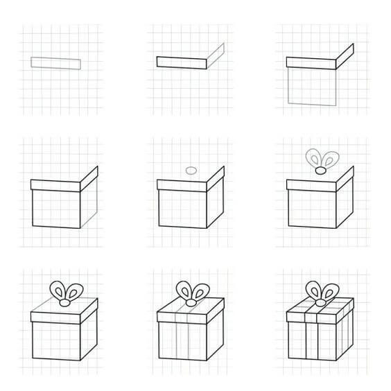 How to draw Gift box idea (6)