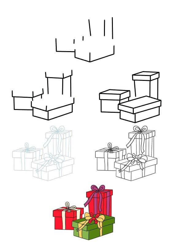 How to draw Gift box idea (7)