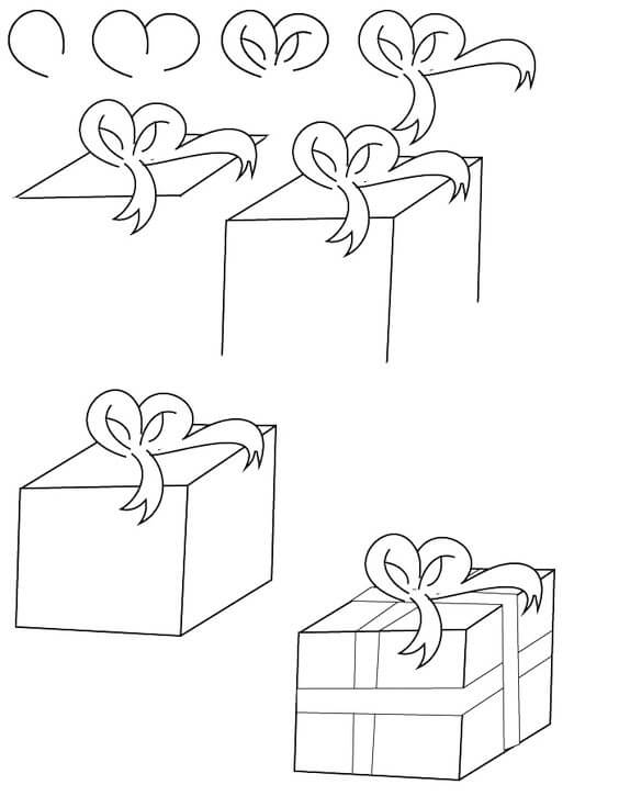 How to draw Gift box idea (8)